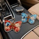 Henkilökohtainen Monivärinen Perhonen Cross Photo Akryyli Ornamentti tekstillä nimi ja vuosi Auto Decor Sympathy lahja perheelle menetys isä äiti