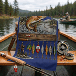 Personalised Multicolor Fishing Rod Design Large Absorbent Quick Dry Sports Towel with 1-8 Names Birthday Father's Day Gift for Dad Fishing Lover
