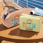 Henkilökohtainen elämä on parempi risteilyllä raidallinen meikkilaukku nimi Travel Essential syntymäpäivälahja naisille tytöille
