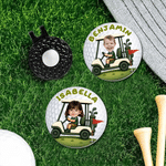 Personalised Golf Ball Cart Stainless Steel Magnetic Hat Clip Marker with Photo and Name Father's Day Birthday Gift for Golf Lovers Family
