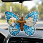 Henkilökohtainen Monivärinen Perhonen Cross Photo Akryyli Ornamentti tekstillä nimi ja vuosi Auto Decor Sympathy lahja perheelle menetys isä äiti