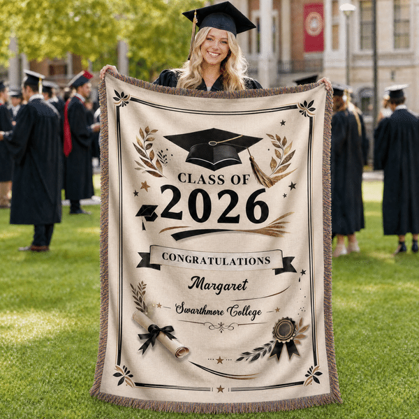 Personalized Graduation Cap Tassel Soft Throw Blanket with Name and Year Home Decor Graduation Gift for 2026 Graduates