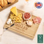 Personalized FSC Bamboo Engraved Initial Charcuterie Cutting Board with Name Text Juice Groove Ship from USA Wedding Housewarming Gift for Family