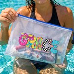 Personalised Artistic Name Multicolor Waterproof Sandproof Pool Beach Bag Daily Use Travel Summer Vacation Party Gift for Her