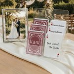 Gepersonaliseerde Bloemen Frame Initiaal Datum Gedenkwaardige Speelkaart met Doosje Huwelijksverjaardag Cadeau voor Paar