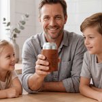 Gepersonaliseerde vuistslag PU lederen blikjeskoeler met 1-5 kindernamen Vaderdag Verjaardagscadeau voor papa