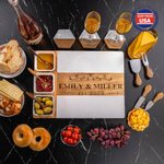 Personalized Engraved Name Kitchen Acacia Marble 11 Pcs Cutting Board Coaster Set with Bowl and Spoon Ship from USA Housewarming Gift for Family