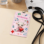 Personalized Highland Cow Nurse Pattern ID Badge Card Holder with Hanging Buckle and Text Daily Use Nurse's Day Gift for Doctors Nurses