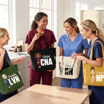 Bolsa de pana de gran capacidad personalizada con personaje de dibujos animados y nombre Regalo de cumpleaños del Día de la Enfermera para enfermeras y médicos