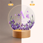 Personalized Birth Flower Clear Acrylic LED Night Light with Name Daily Use Birthday Gift for Mom Grandma