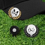 Personalisierter magnetischer Golfballmarker mit Hutclip | Lorbeerkranz- und Monogramm-Design | Geburtstag Geschenk für Golfliebhaber