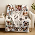 Couverture personnalisée avec nom photos et textes - Décoration de maison - Cadeau de fête des Mère et fête des Pères pour la famille