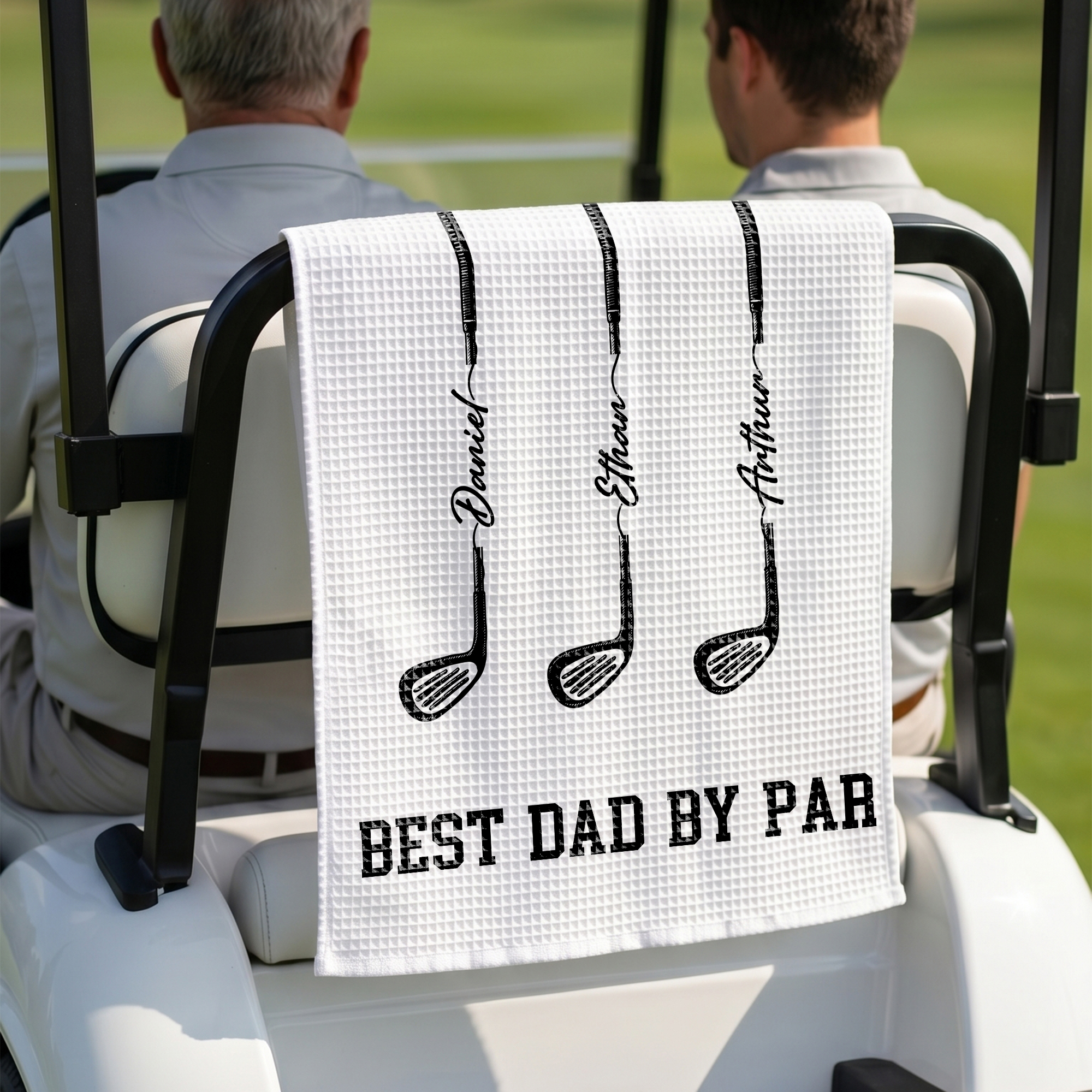 Asciugamano da golf personalizzato Best Dad Golf Club Waffle Quick Dry con 1-10 nomi e moschettone Uso quotidiano Festa del papà Compleanno per papà g