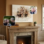 Toile personnalisée avec portrait de famille et texte - Effet peinture à l'aquarelle - Cadeau souvenir unique pour la famille