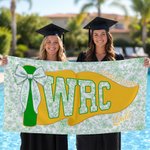 Personalized Multicolor Floral Bow Pennant Quick Dry Beach Towel with School Abbreviation and Name Vacation Graduation Gift for Graduates Friends