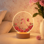 Personalized Birth Flower Clear Acrylic LED Night Light with Name Daily Use Birthday Gift for Mom Grandma