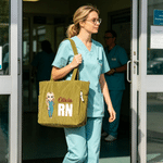 Bolsa de pana de gran capacidad personalizada con personaje de dibujos animados y nombre Regalo de cumpleaños del Día de la Enfermera para enfermeras y médicos