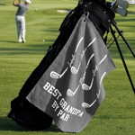 Toalla de golf personalizada Best Dad Golf Club Waffle Quick Dry con 1-10 nombres y mosquetón Uso diario Día del padre Cumpleaños para papá Jugadores de golf