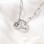 Personalized Pet Portrait Necklace with Engraved Name Dainty Jewelry Birthdayt Memorial Sympathy Gift for Dog Cat Owner Lover