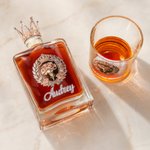 Personalized Crown Floral Design Whiskey Decanter with Glass and Name Home Decor Birthday Anniversary Gift for Women Wine Lovers