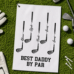 Toalla de golf personalizada Best Dad Golf Club Waffle Quick Dry con 1-10 nombres y mosquetón Uso diario Día del padre Cumpleaños para papá Jugadores de golf