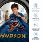 Personalised Dinosaur Throw Blanket with Name | Soft Cozy Fleece for Kids, Boys & Girls | Unique Birthday, Holiday & Dinosaur Lover Gift