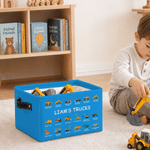 Personalized Watercolor Construction Truck Design Reusable Basket with Text Daily Use Birthday Children's Day Gift for Boys Girls