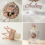 Personalized Crown Floral Design Whiskey Decanter with Glass and Name Home Decor Birthday Anniversary Gift for Women Wine Lovers