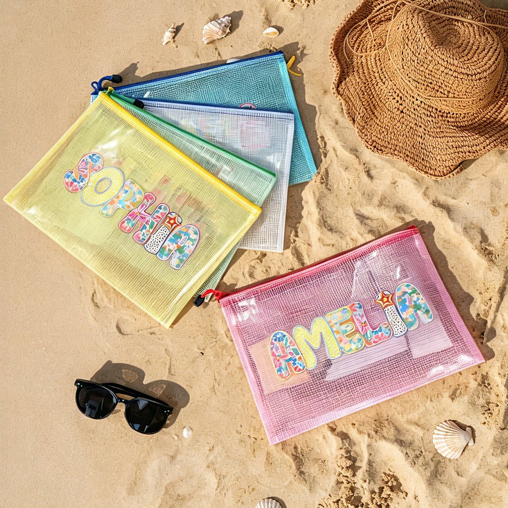 Sac de plage imperméable personnalisé avec nom de style artistique - Cadeau de vacances pour les femmes 3