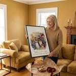 Toile personnalisée avec portrait de famille et texte - Effet peinture à l'aquarelle - Cadeau souvenir unique pour la famille