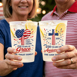 Personalized 250th USA Anniversary Frosted Food-Grade Plastic Cup with Text Set of 10 Independence Day Party Favor for American Families