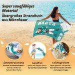 Personalisiertes Strandtuch mit Cartoon-American-Footballspieler | mit Namen und Nummer | Sommer- und Reiseaccessoire | Geschenk für Footballfans