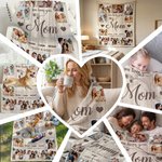 Couverture personnalisée avec nom photos et textes - Décoration de maison - Cadeau de fête des Mère et fête des Pères pour la famille