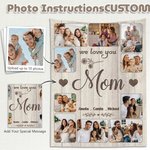 Couverture personnalisée avec nom photos et textes - Décoration de maison - Cadeau de fête des Mère et fête des Pères pour la famille