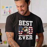 Personalised American Flag Eagle Dad 100% Cotton Men's T-shirt Sweatshirt with Name Father's Day American Independence Day Gift for Dad Grandpa