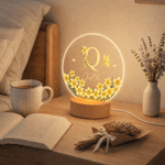 Personalized Birth Flower Clear Acrylic LED Night Light with Name Daily Use Birthday Gift for Mom Grandma