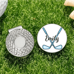 Henkilökohtainen monivärinen ristissä Golf Club magneettinen hattu Clip Golf Ball Marker nimi syntymäpäivä vuosipäivä lahja golf ystäville