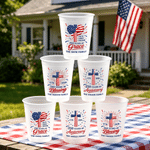 Personalized 250th USA Anniversary Frosted Food-Grade Plastic Cup with Text Set of 10 Independence Day Party Favor for American Families