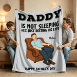 Personalised Cartoon Character Soft Throw Blanket with Name and Text Room Decor Father's Day Birthday Gift for Dad Grandad