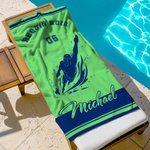 Serviette de plage personnalisée avec nom et texte - Cadeau pour les amateurs de natation
