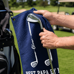 Toalla de golf personalizada Best Dad Golf Club Waffle Quick Dry con 1-10 nombres y mosquetón Uso diario Día del padre Cumpleaños para papá Jugadores de golf