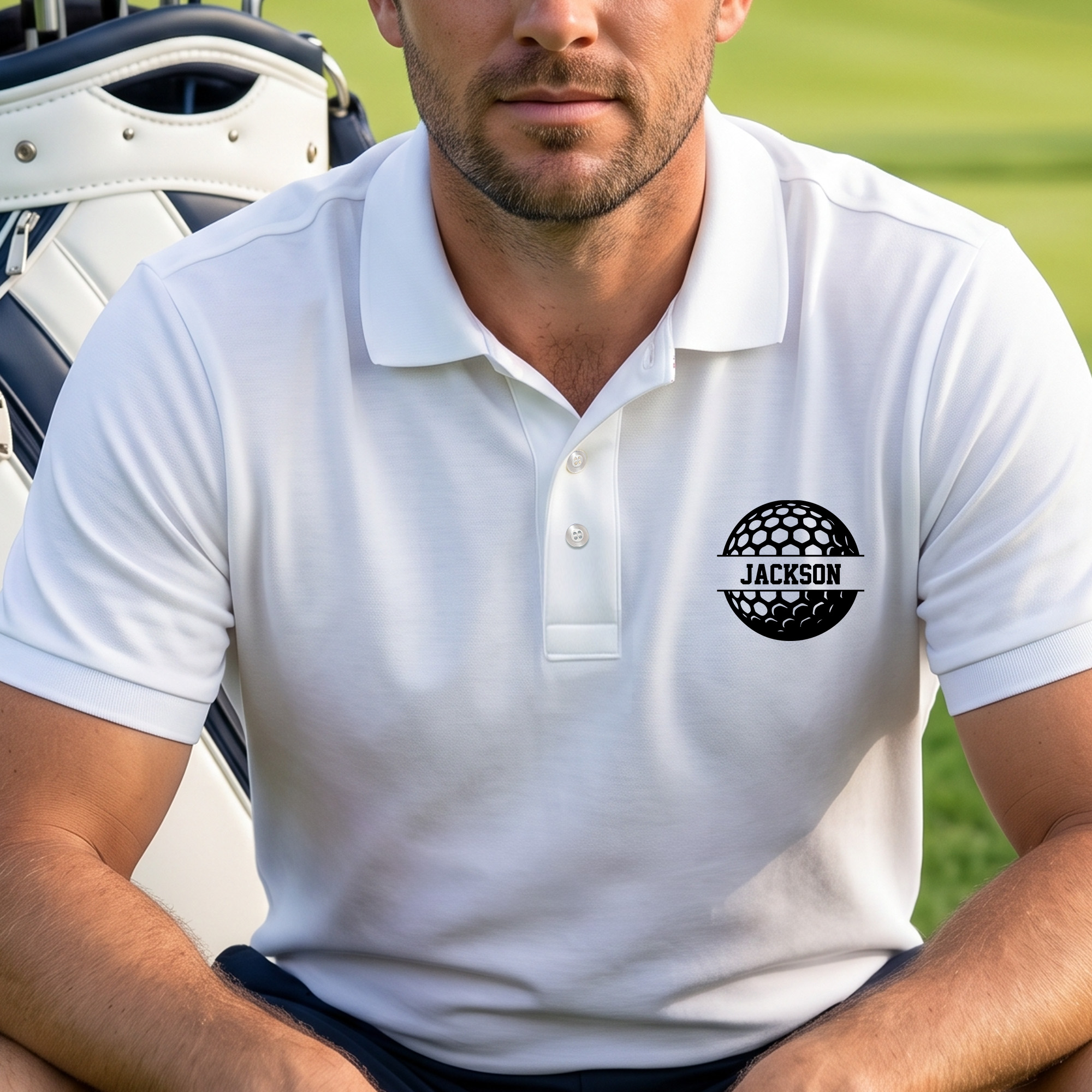 Personalisiertes Lyocell Poloshirt für Herren | mit Golf-Motiv und Namen | Geburtstag Vatertag Geschenk für Männer