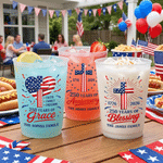 Personalized 250th USA Anniversary Frosted Food-Grade Plastic Cup with Text Set of 10 Independence Day Party Favor for American Families