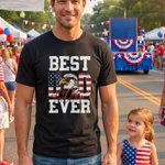 Personalised American Flag Eagle Dad 100% Cotton Men's T-shirt Sweatshirt with Name Father's Day American Independence Day Gift for Dad Grandpa