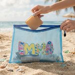 Bolsa de playa y piscina personalizada con nombre artístico impermeable libre de arena regalo vacaciones de verano para mujer