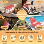 Serviette de plage personnalisée avec nom et texte - Cadeau pour les amateurs de natation