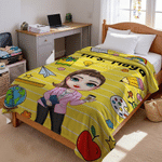Personalised Teacher Cartoon Character Soft Throw Blanket with Name Home Decor Back to School Teacher's Day Birthday Gift for Teacher