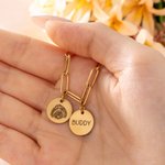 Personalized Pet Portrait Necklace with Engraved Name Dainty Jewelry Birthdayt Memorial Sympathy Gift for Dog Cat Owner Lover