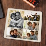 Tapis de souris antidérapant personnalisé multicolore Best Dad Ever 2-6 Photos Tapis de souris avec texte Fournitures de bureau Utilisation quotidienne Cadeau de fête des pères pour papa