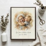 Toile personnalisée avec portrait de famille et texte - Effet peinture à l'aquarelle - Cadeau souvenir unique pour la famille